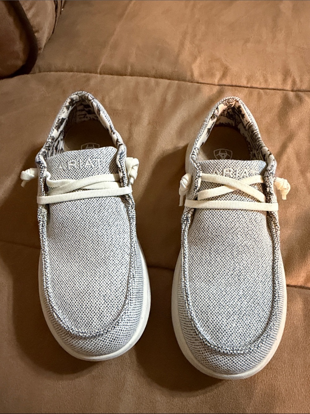 Ariat Knit Slip-On Loafers in Gray and Cream